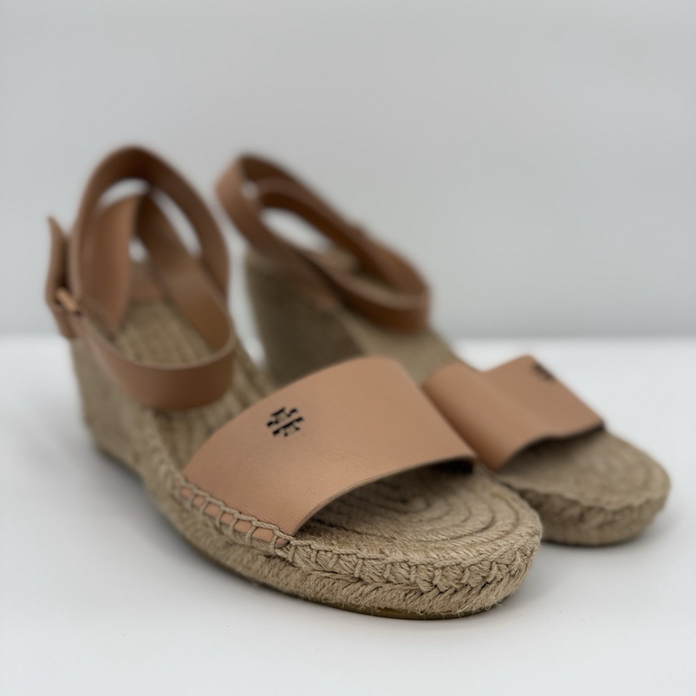 Tory Burch Bima 2 Espadrille Wedge Sandals Size 9 Tan NEW Ankle Strap Open Toe - Picture 2 of 7
